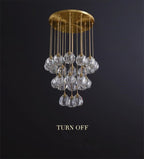 Luminara Crystal Ball Chandelier, Polished Copper Ceiling Light