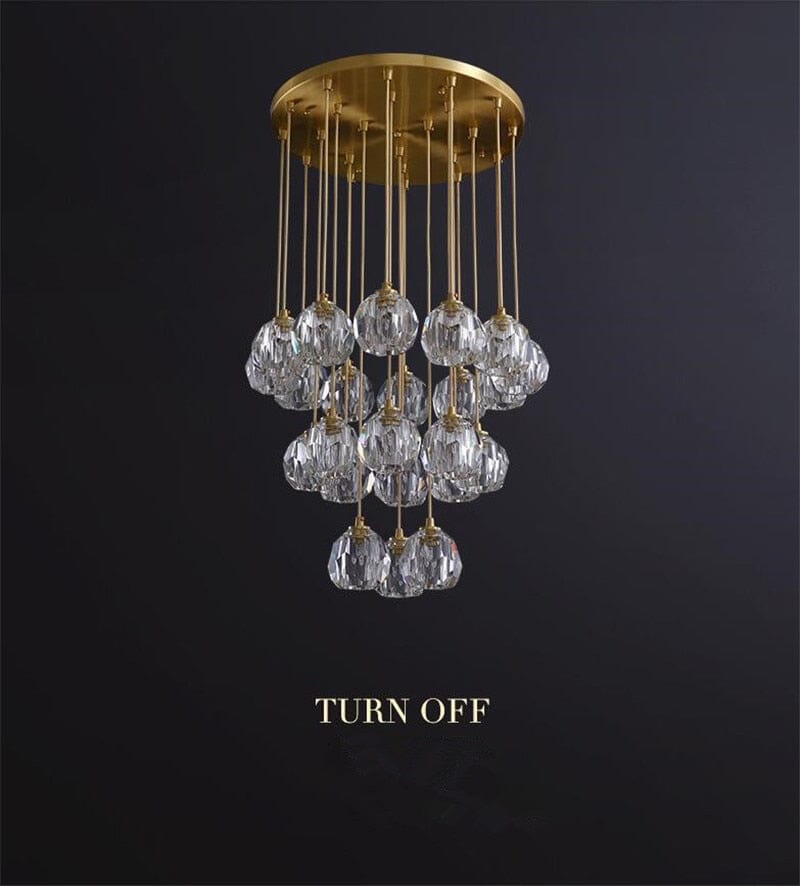 Luminara Crystal Ball Chandelier, Polished Copper Ceiling Light