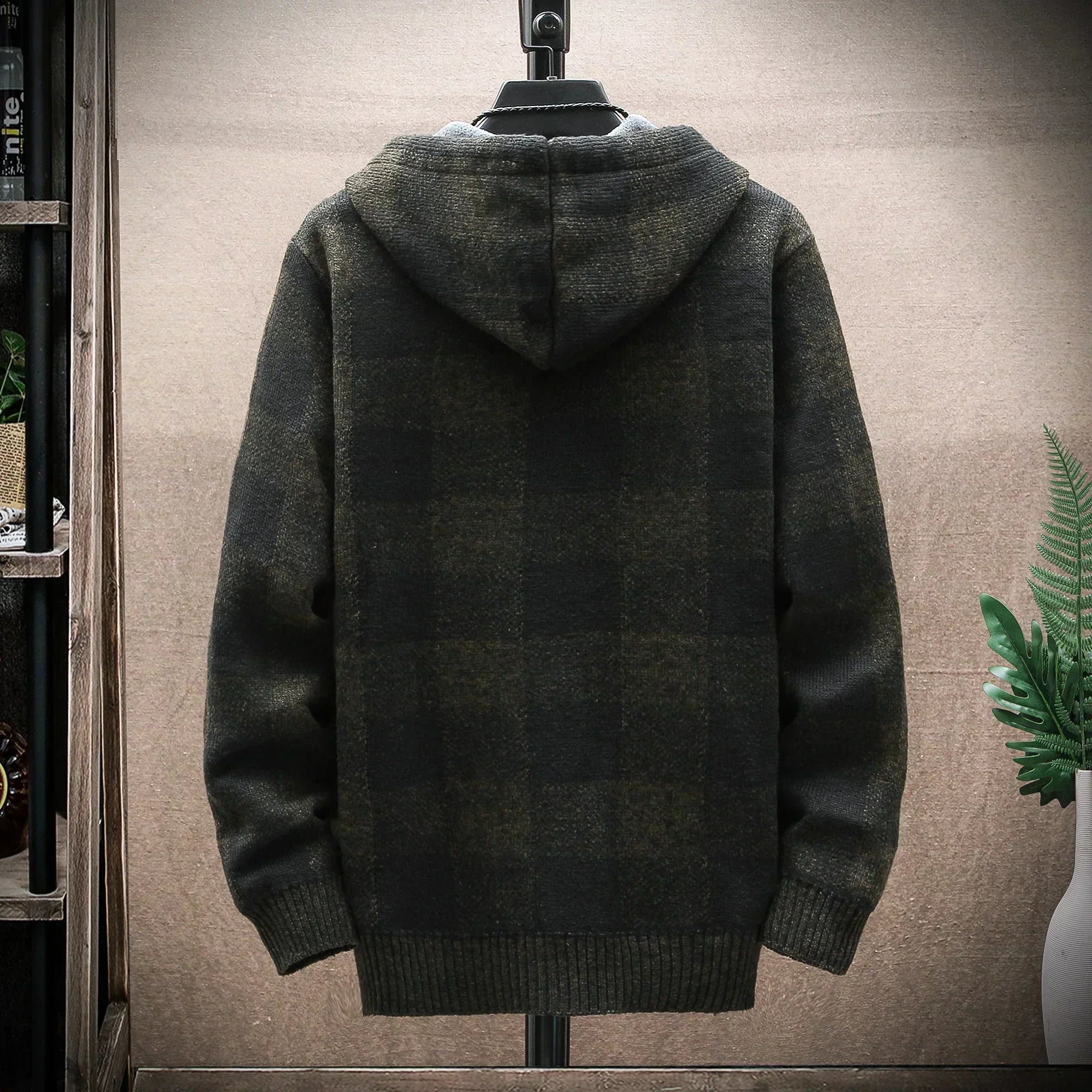 Wool Hooded Plaid Jacket For Winter, GlacierPeak Full-Zip