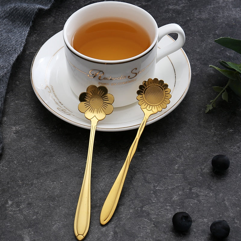Florin Flower-Motif Teaspoon Set, 8-Piece, Stainless Steel