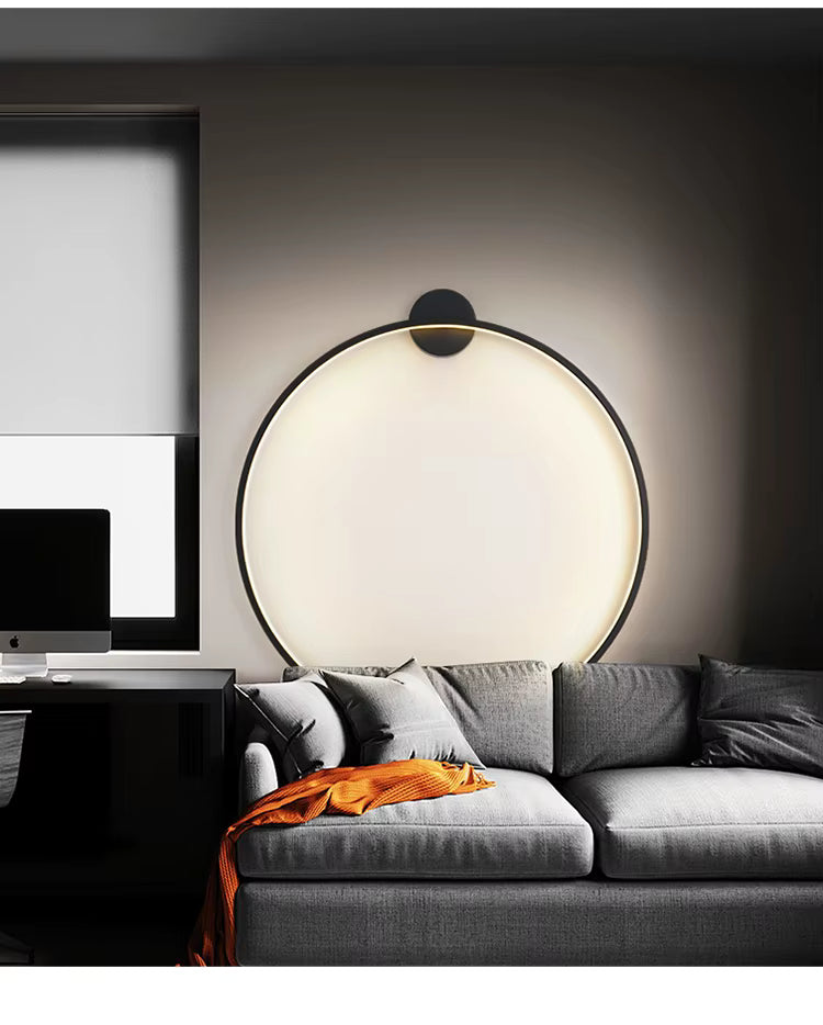 Round LED Wall Light, NovaHalo LumaNova, Black Minimalist Design