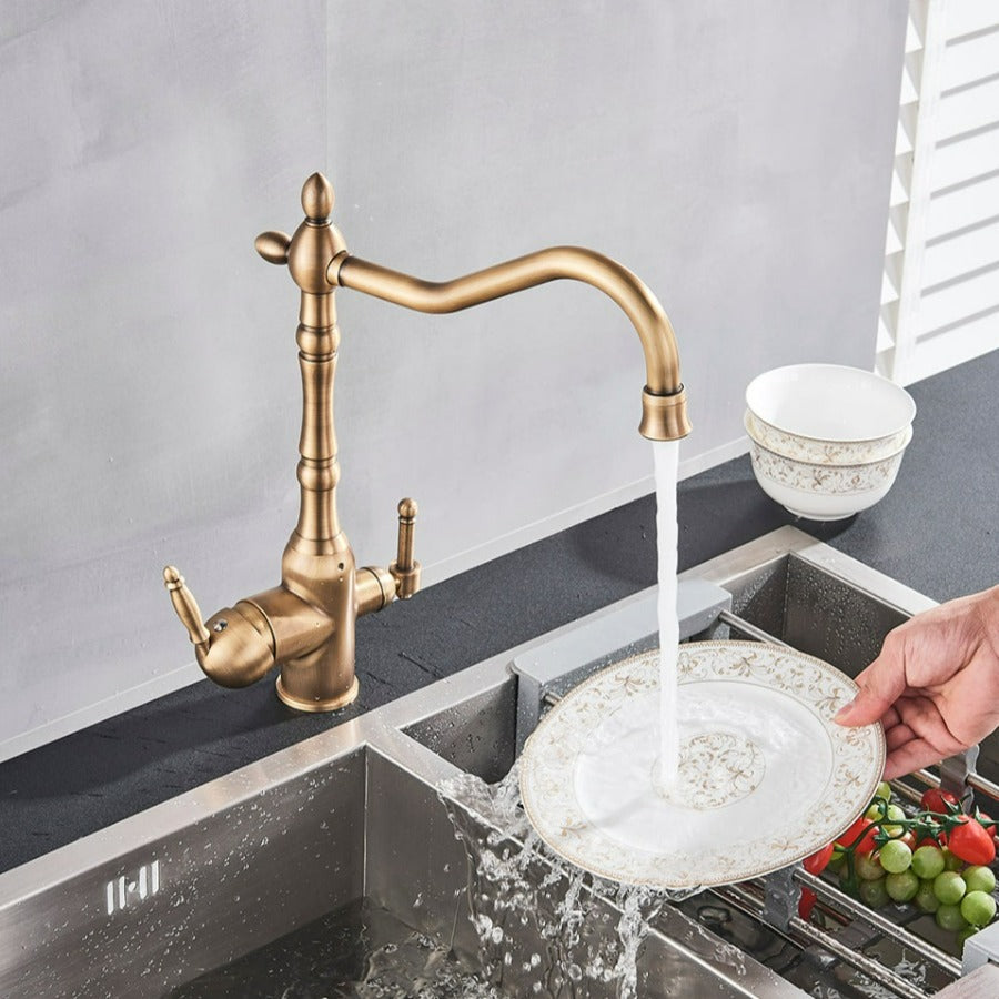 Grifo de cocina giratorio de 360 grados con filtración de agua integrada