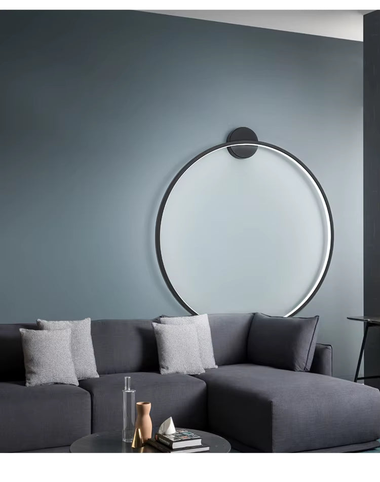 Round LED Wall Light, NovaHalo LumaNova, Black Minimalist Design