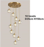 Luminara Crystal Ball Chandelier, Polished Copper Ceiling Light