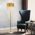 Elyra Crystal Accent Floor & Table Lamp, Modern Stainless Steel