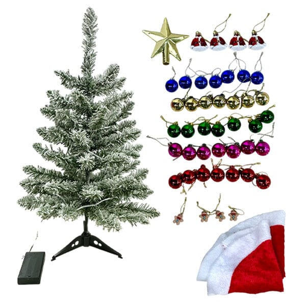 Pre-decorated Table Christmas Tree (60 cm) with Complete Ornament Set - Fioriscas