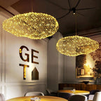 Hand-Molded Iron Cloud Lamp With Starry LED Glow, Gold Or White Finish