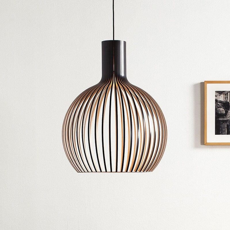 Nordhaven-bambuspendellampe med burdesign, justerbar ledning, 3 størrelser