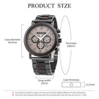 Orologio da uomo in legno TimberLuxe con incisione, resistente all’acqua fino a 3 ATM