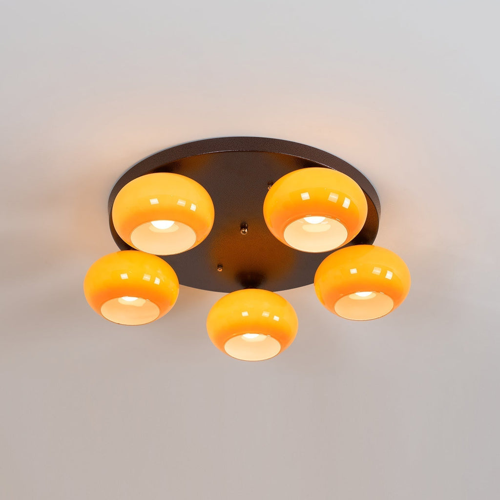 Aurevo 5-Lichts Amber Glazen Opbouw Plafondlamp | Fioriscas