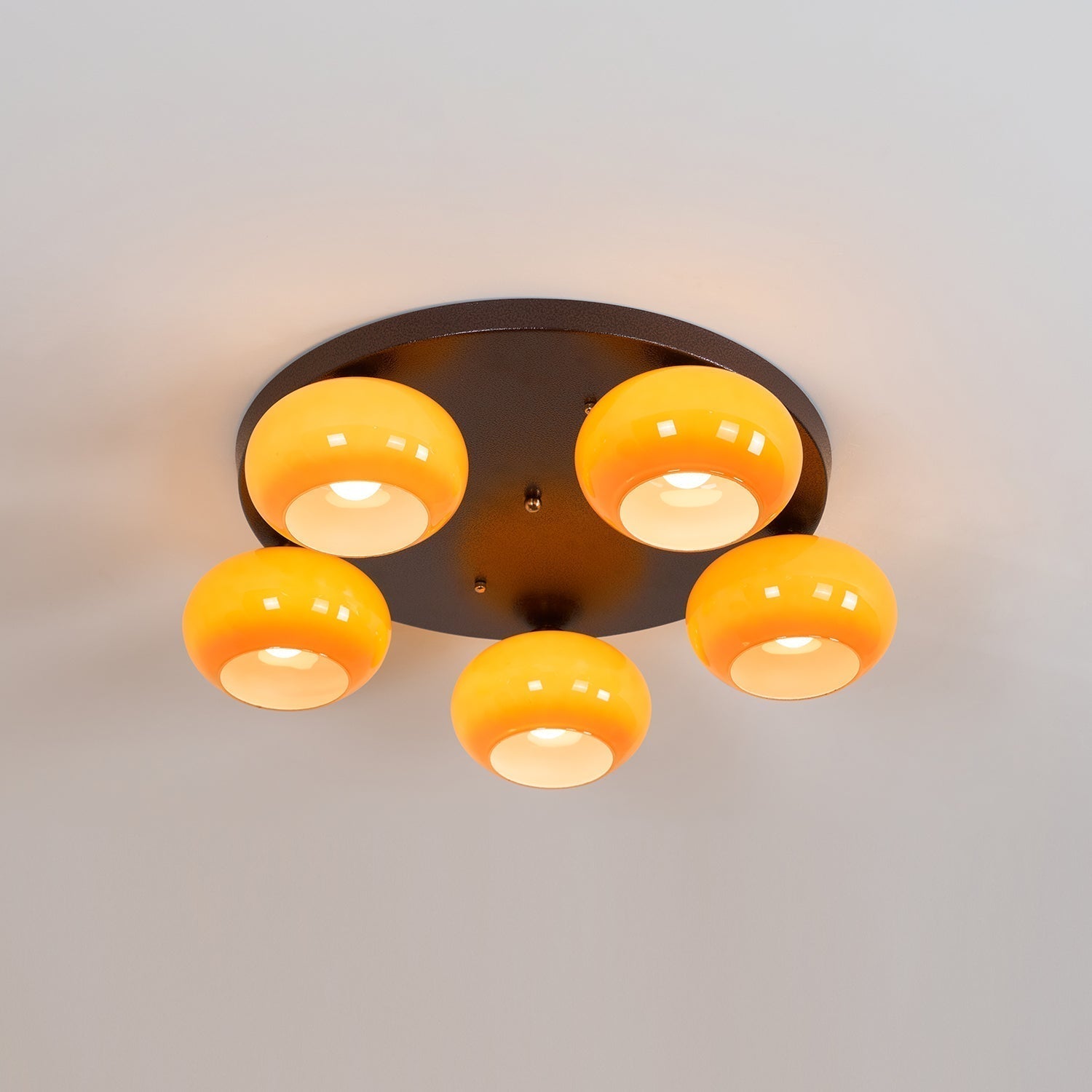 Aurevo 5-Lichts Amber Glazen Opbouw Plafondlamp | Fioriscas