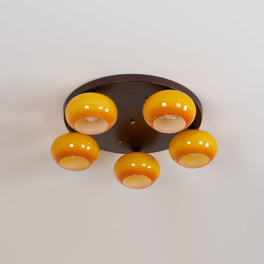 Aurevo 5-Lichts Amber Glazen Opbouw Plafondlamp | Fioriscas