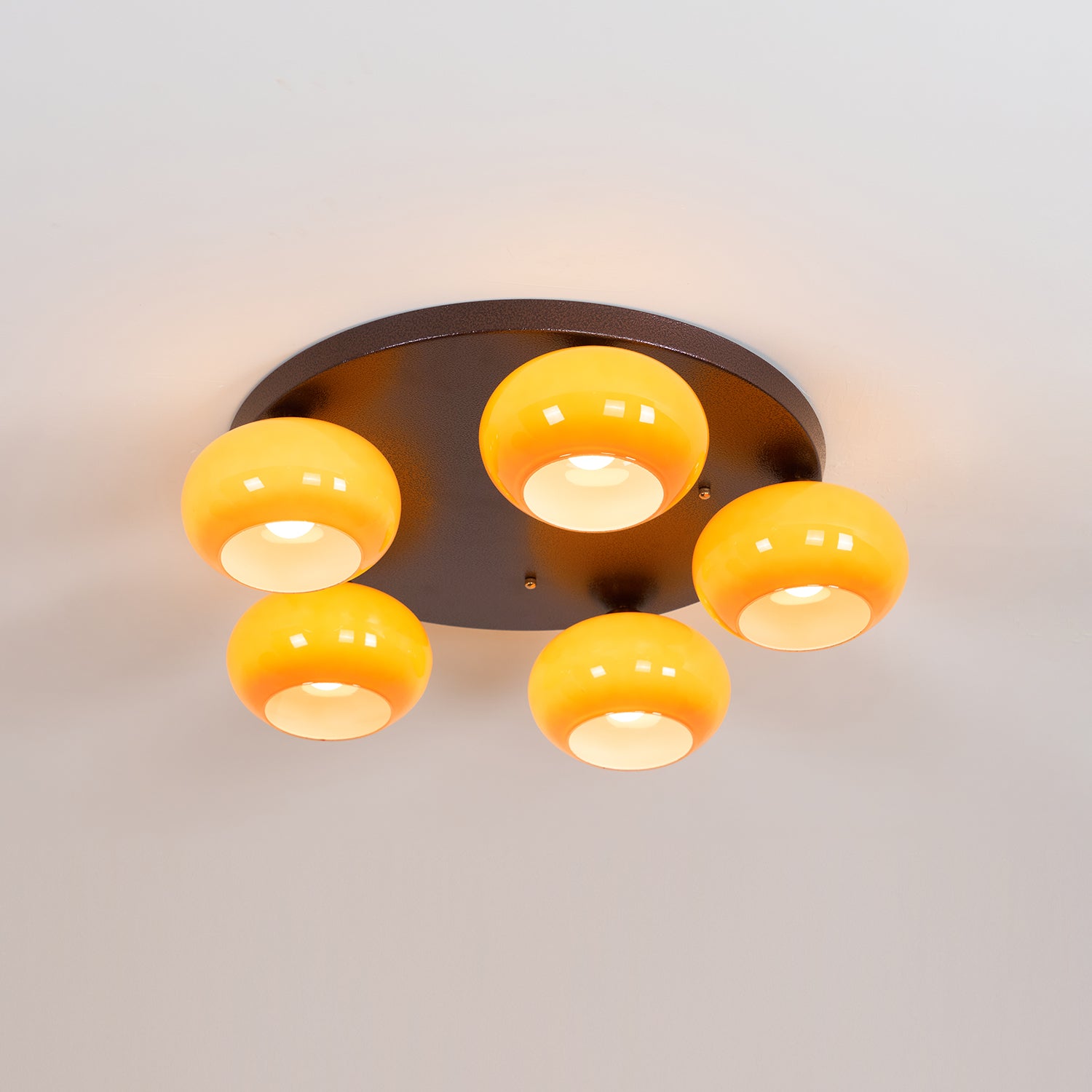 Aurevo 5-Lichts Amber Glazen Opbouw Plafondlamp | Fioriscas