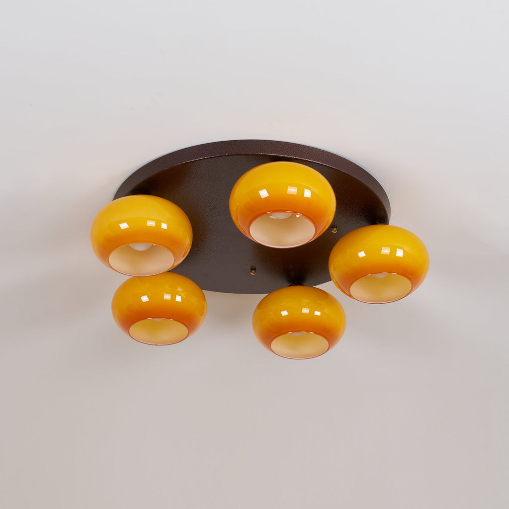 Aurevo 5-Lichts Amber Glazen Opbouw Plafondlamp | Fioriscas