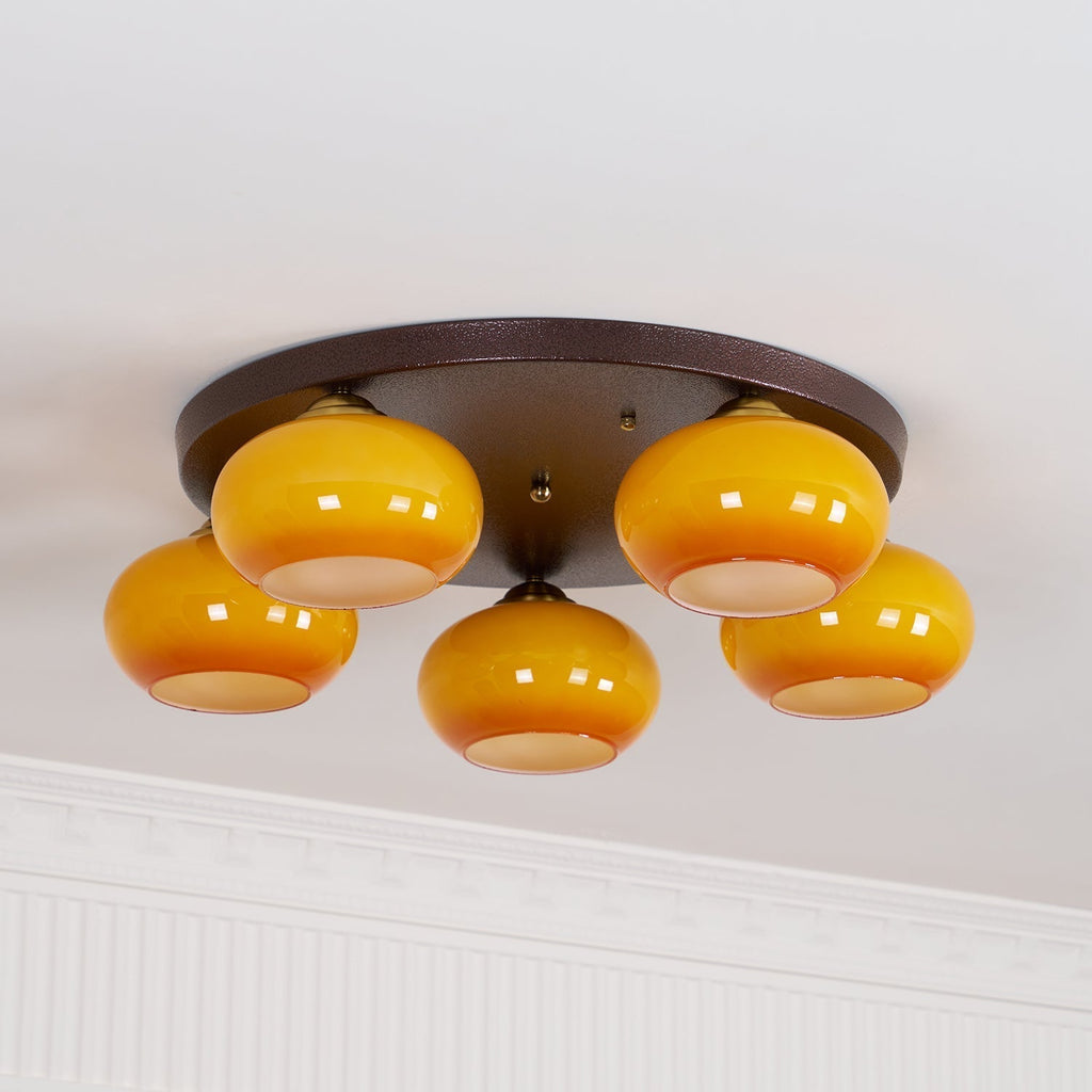 Aurevo 5-Lichts Amber Glazen Opbouw Plafondlamp | Fioriscas