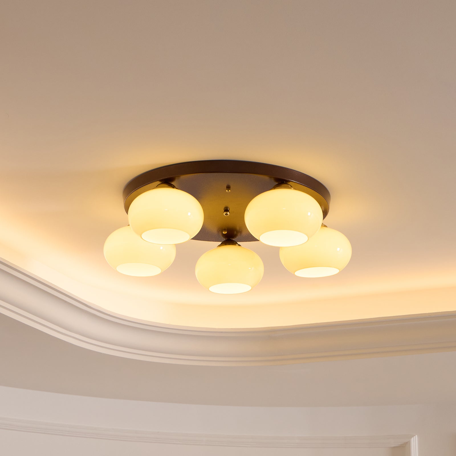 Aurevo 5-Lichts Amber Glazen Opbouw Plafondlamp | Fioriscas