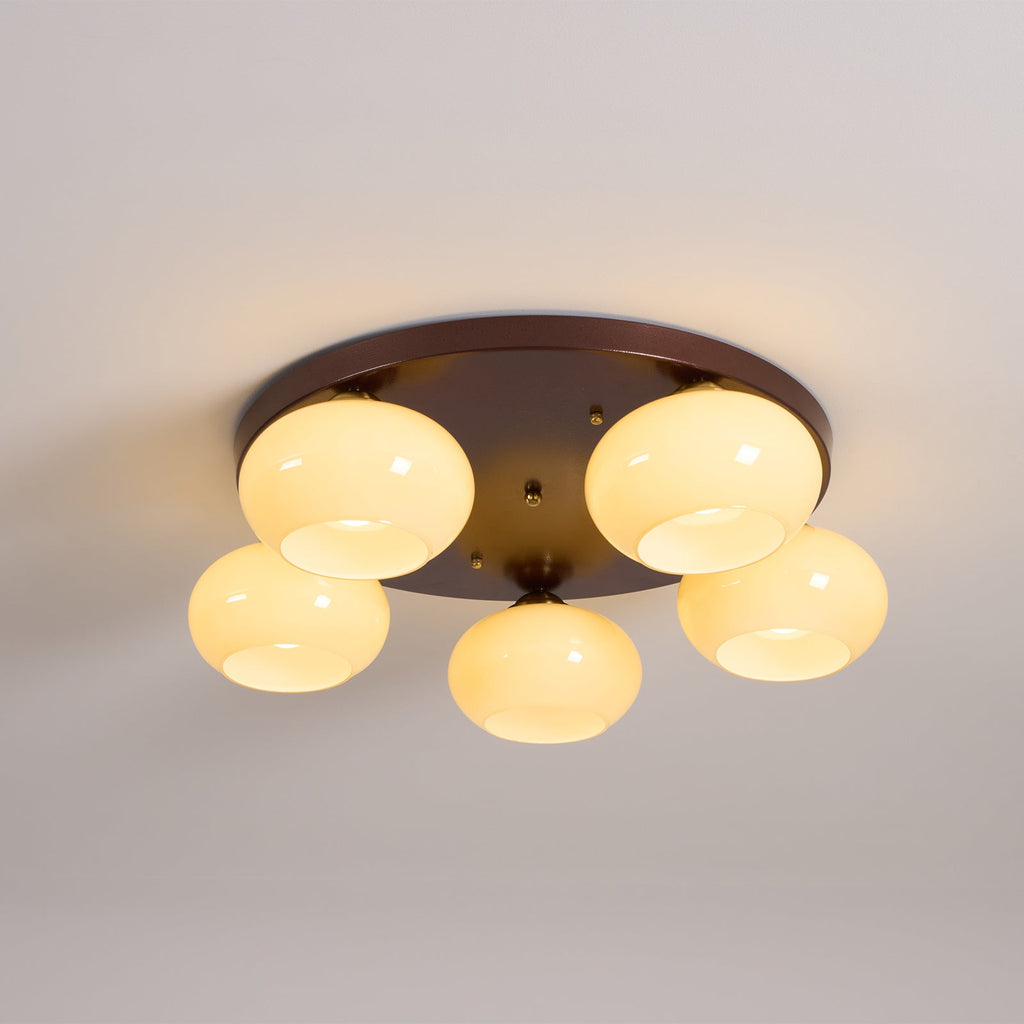 Aurevo 5-Lichts Amber Glazen Opbouw Plafondlamp | Fioriscas