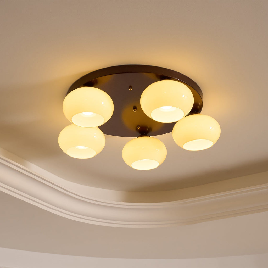 Aurevo 5-Lichts Amber Glazen Opbouw Plafondlamp | Fioriscas