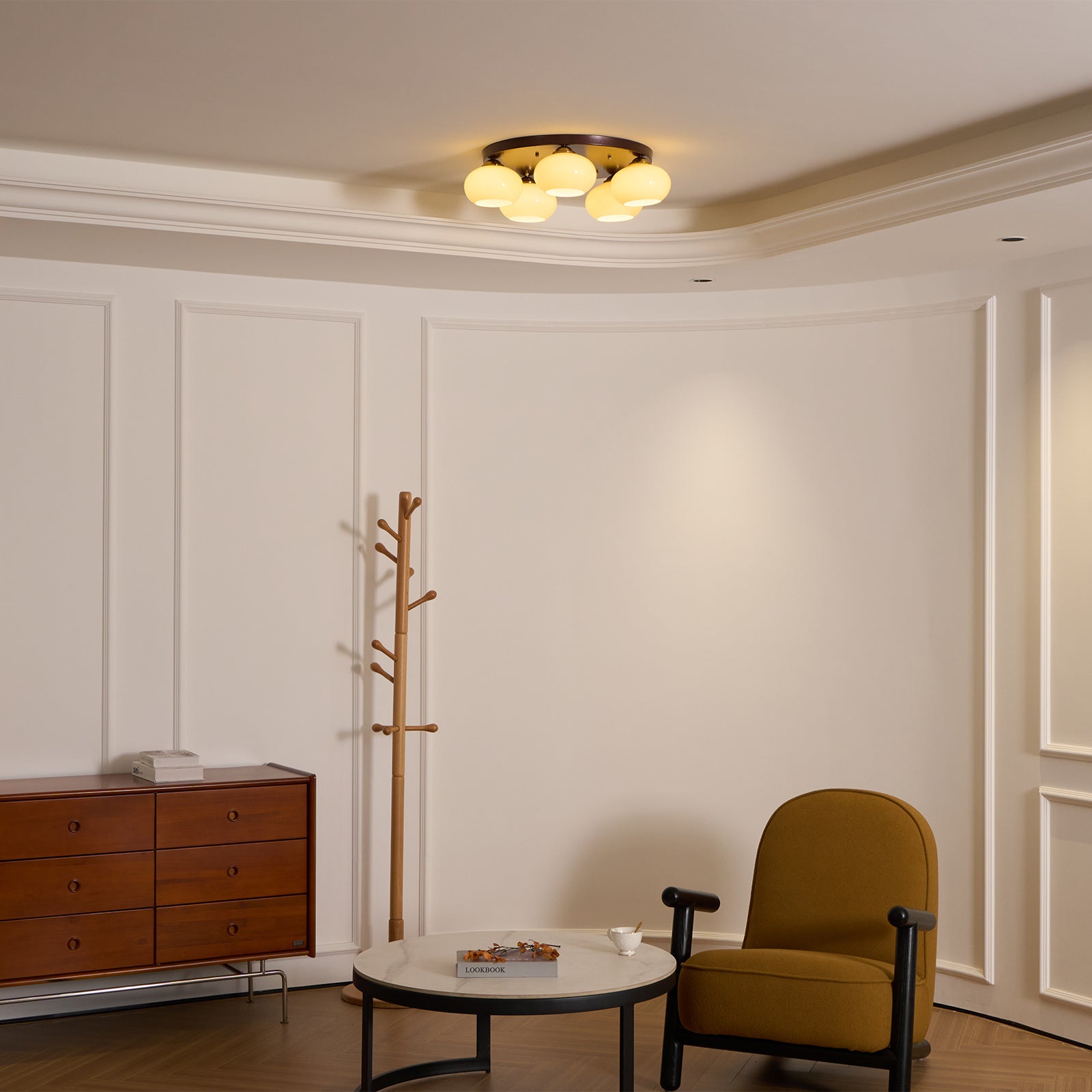 Aurevo 5-Lichts Amber Glazen Opbouw Plafondlamp | Fioriscas