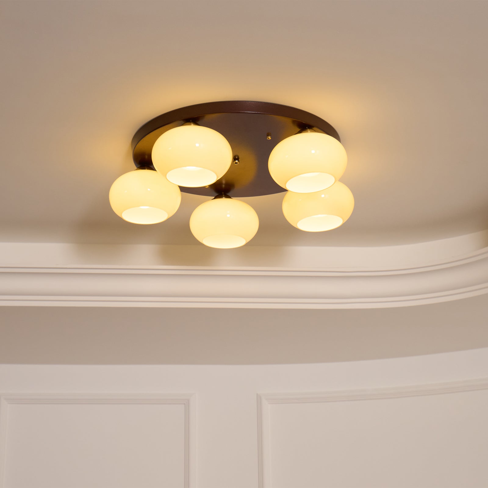 Aurevo 5-Lichts Amber Glazen Opbouw Plafondlamp | Fioriscas