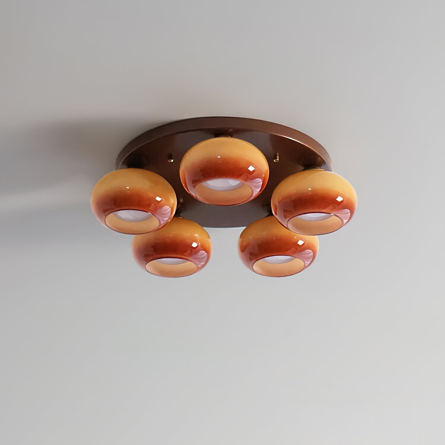 Aurevo 5-Lichts Amber Glazen Opbouw Plafondlamp | Fioriscas