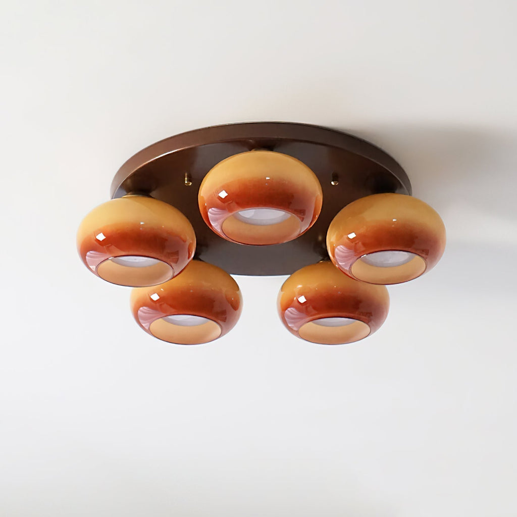 Aurevo 5-Lichts Amber Glazen Opbouw Plafondlamp | Fioriscas