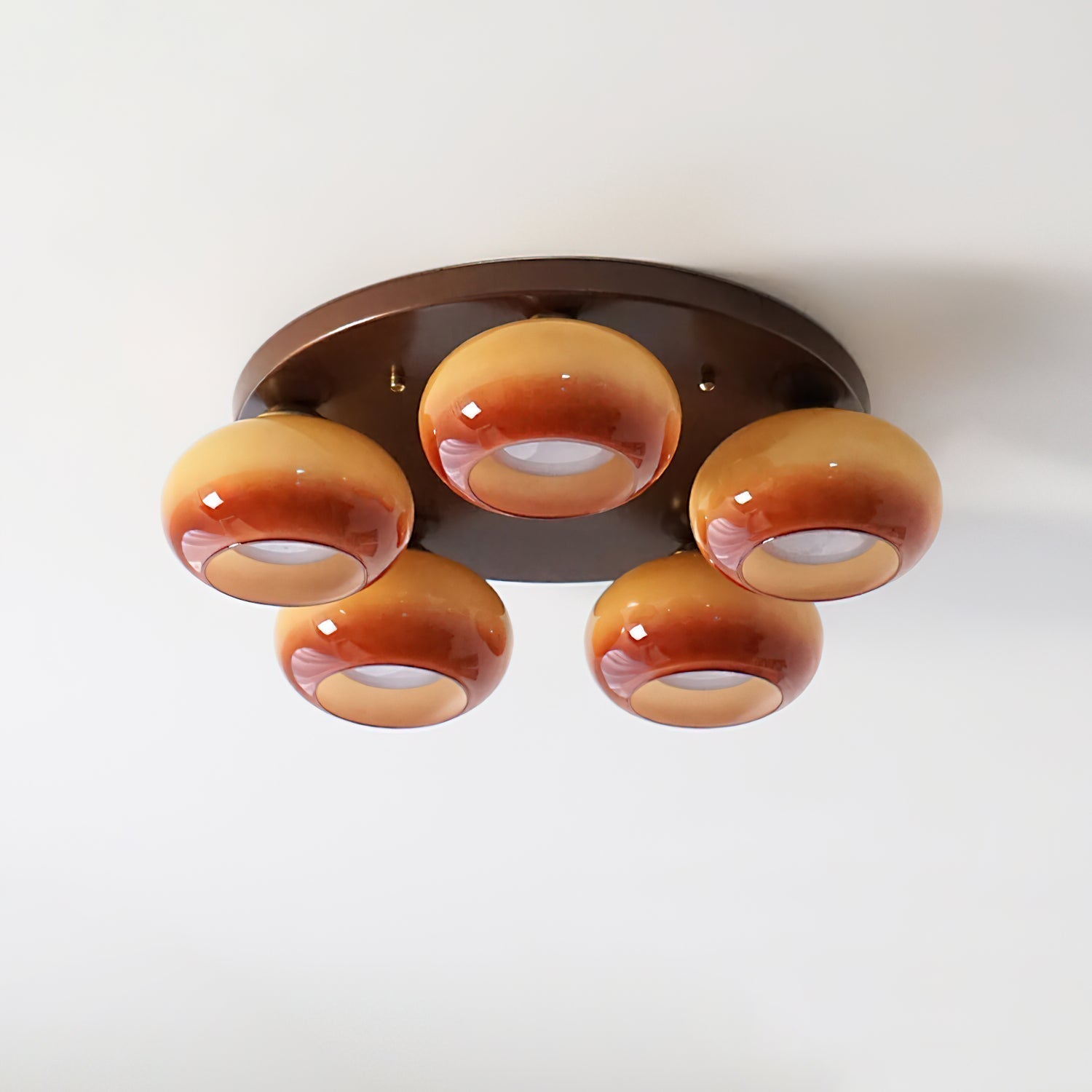 Aurevo 5-Lichts Amber Glazen Opbouw Plafondlamp | Fioriscas