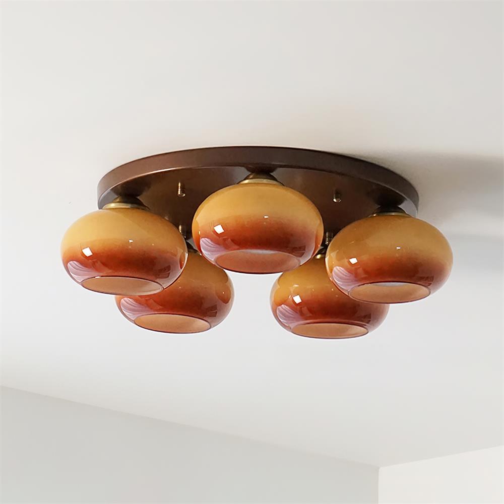 Aurevo 5-Lichts Amber Glazen Opbouw Plafondlamp | Fioriscas