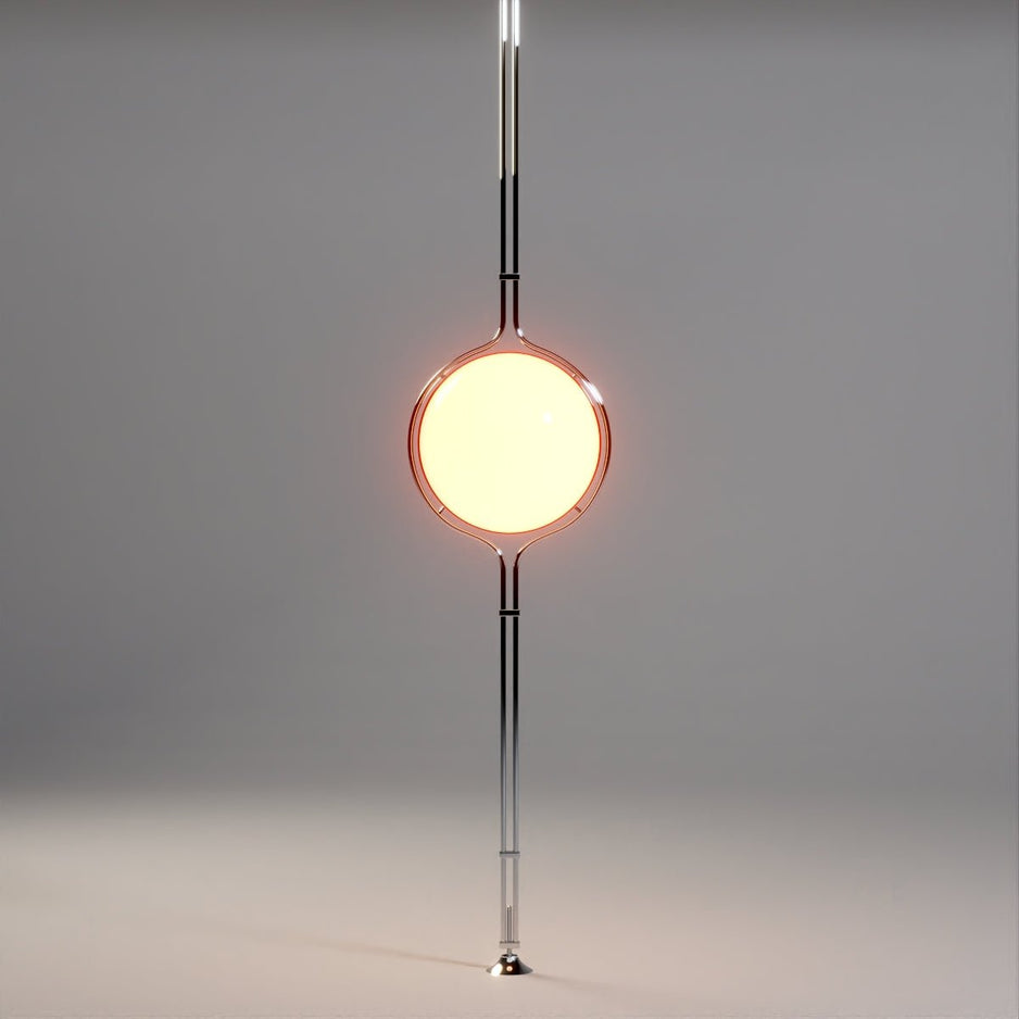 LumaCrest Floor-to-Ceiling Pole Lamp, Beige Half-Globe Shades, Adjustable Height