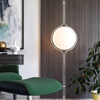 LumaCrest Floor-to-Ceiling Pole Lamp, Beige Half-Globe Shades, Adjustable Height