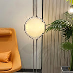 LumaCrest Floor-to-Ceiling Pole Lamp, Beige Half-Globe Shades, Adjustable Height