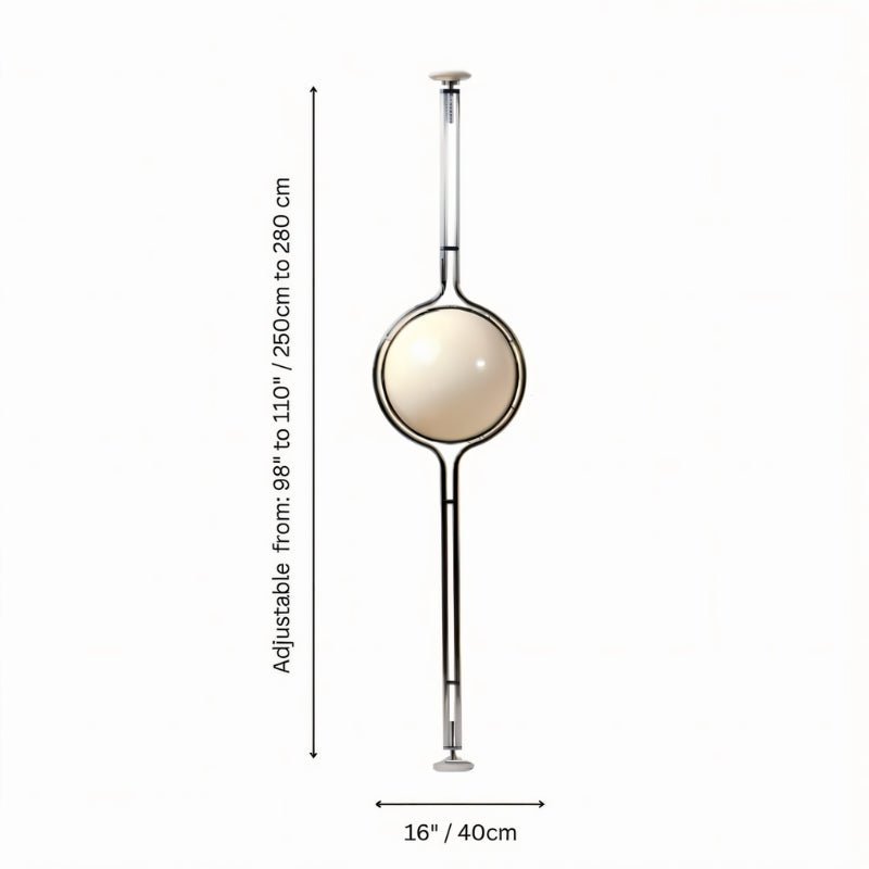 LumaCrest Floor-to-Ceiling Pole Lamp, Beige Half-Globe Shades, Adjustable Height