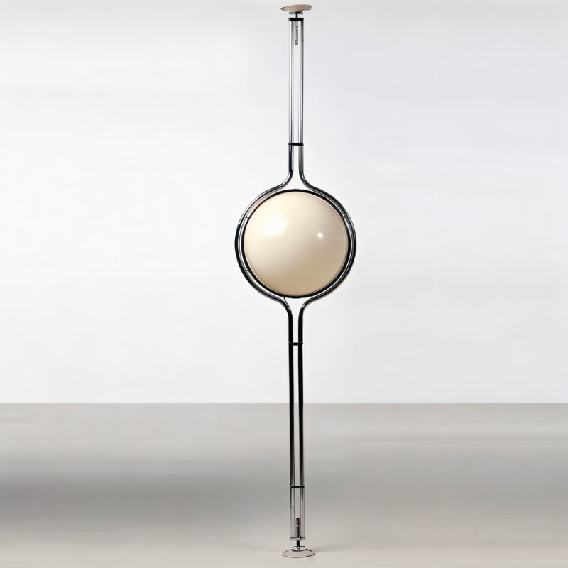 LumaCrest Floor-to-Ceiling Pole Lamp, Beige Half-Globe Shades, Adjustable Height