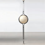 LumaCrest Floor-to-Ceiling Pole Lamp, Beige Half-Globe Shades, Adjustable Height