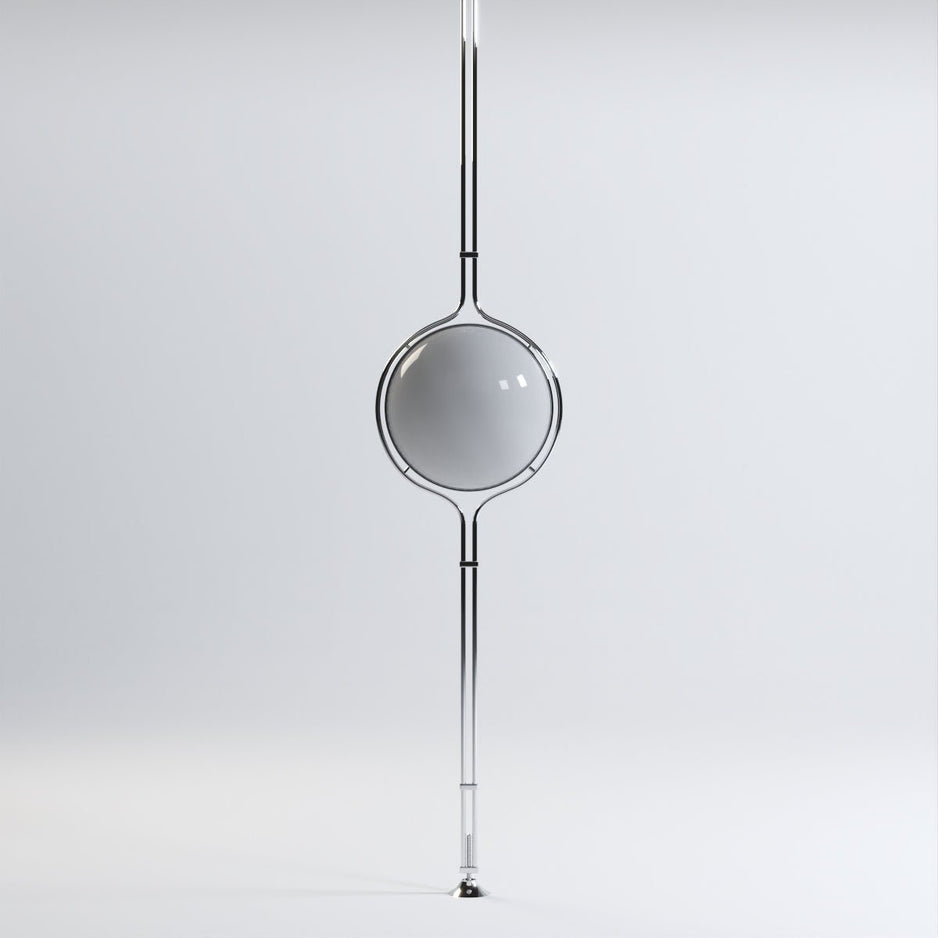 LumaCrest Floor-to-Ceiling Pole Lamp, Beige Half-Globe Shades, Adjustable Height