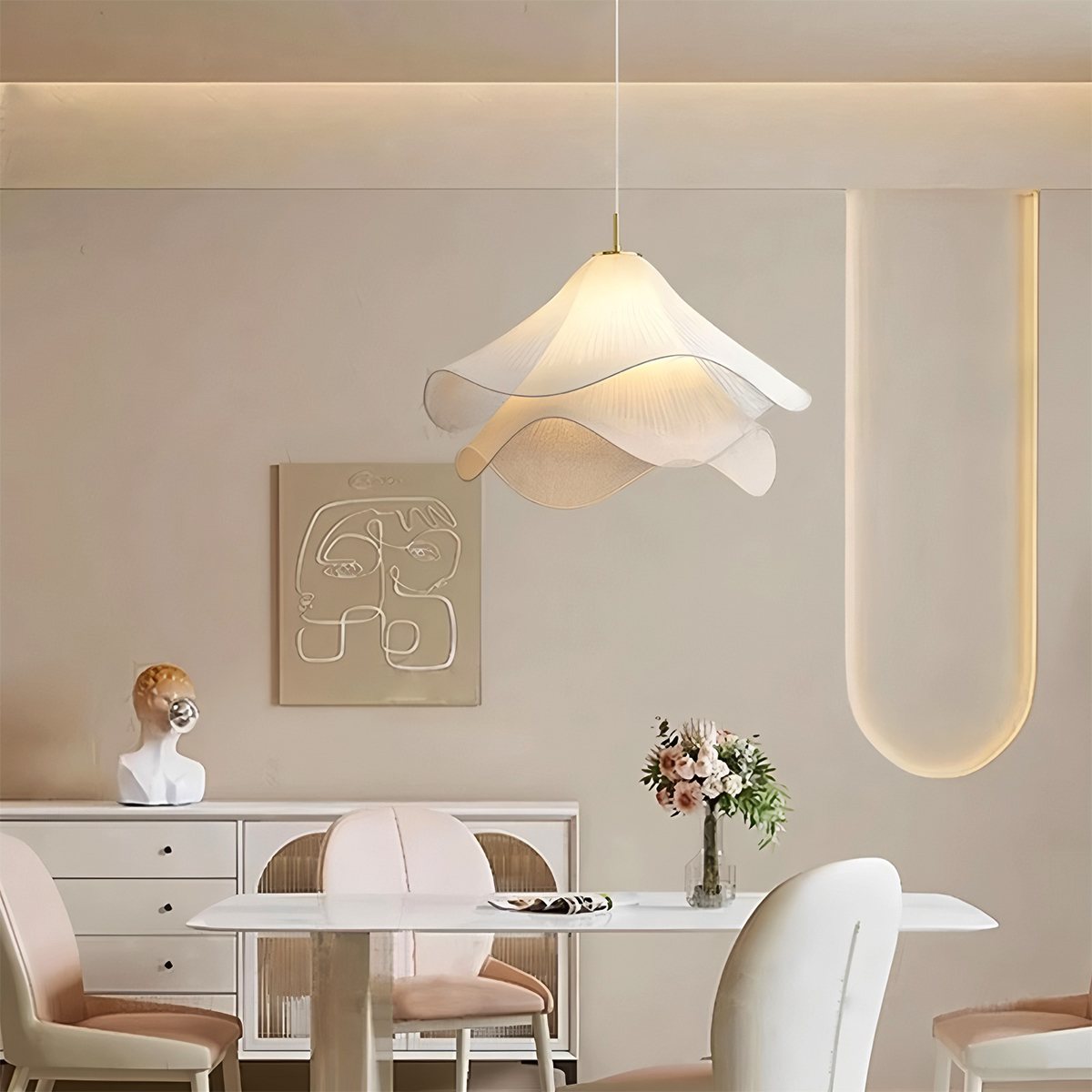 HaloWeave diffuse hanglamp in duurzaam stof voor een zachte moderne ambiance