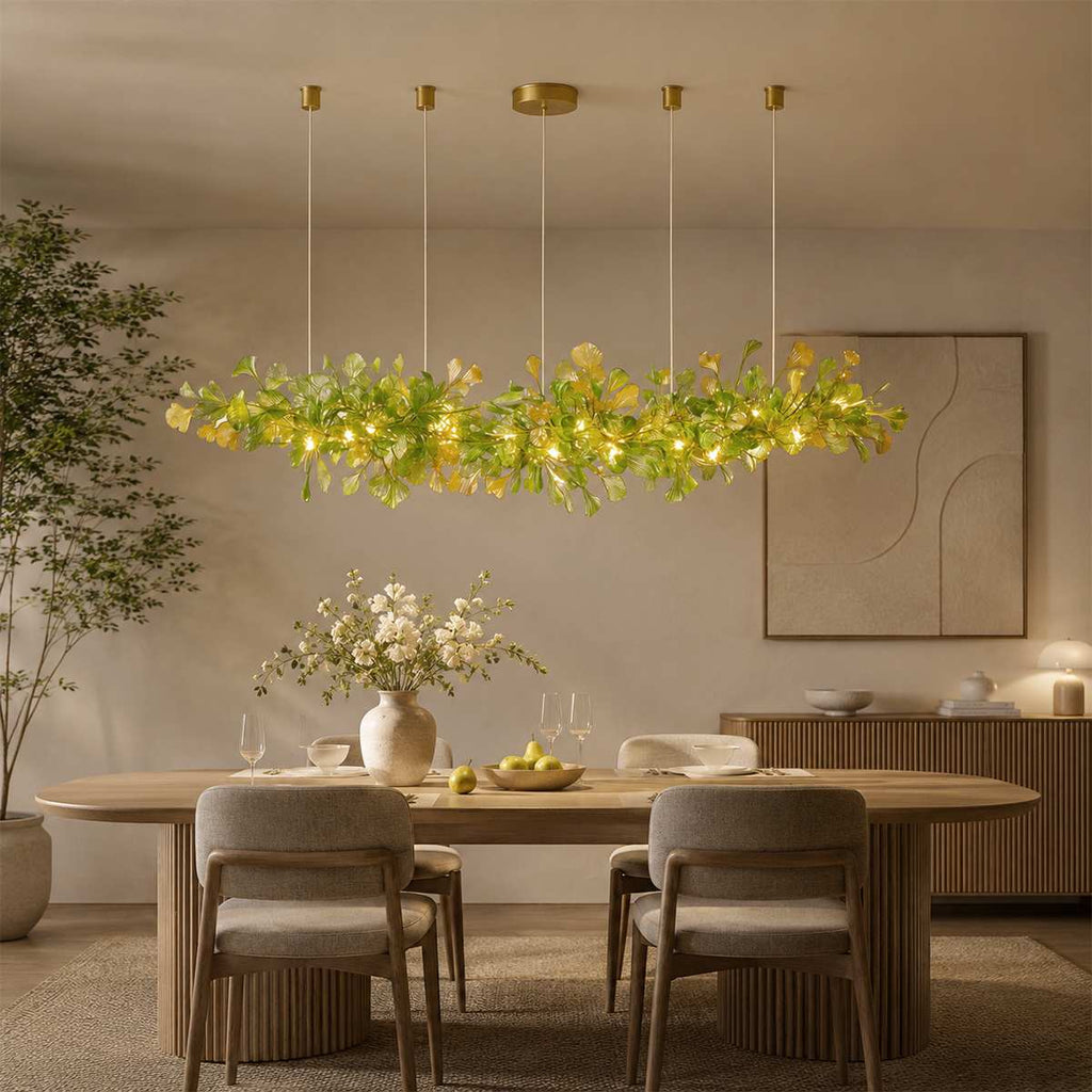 Lampa wisząca Lumen Leaf z miedzi i szkła z podświetleniem LED