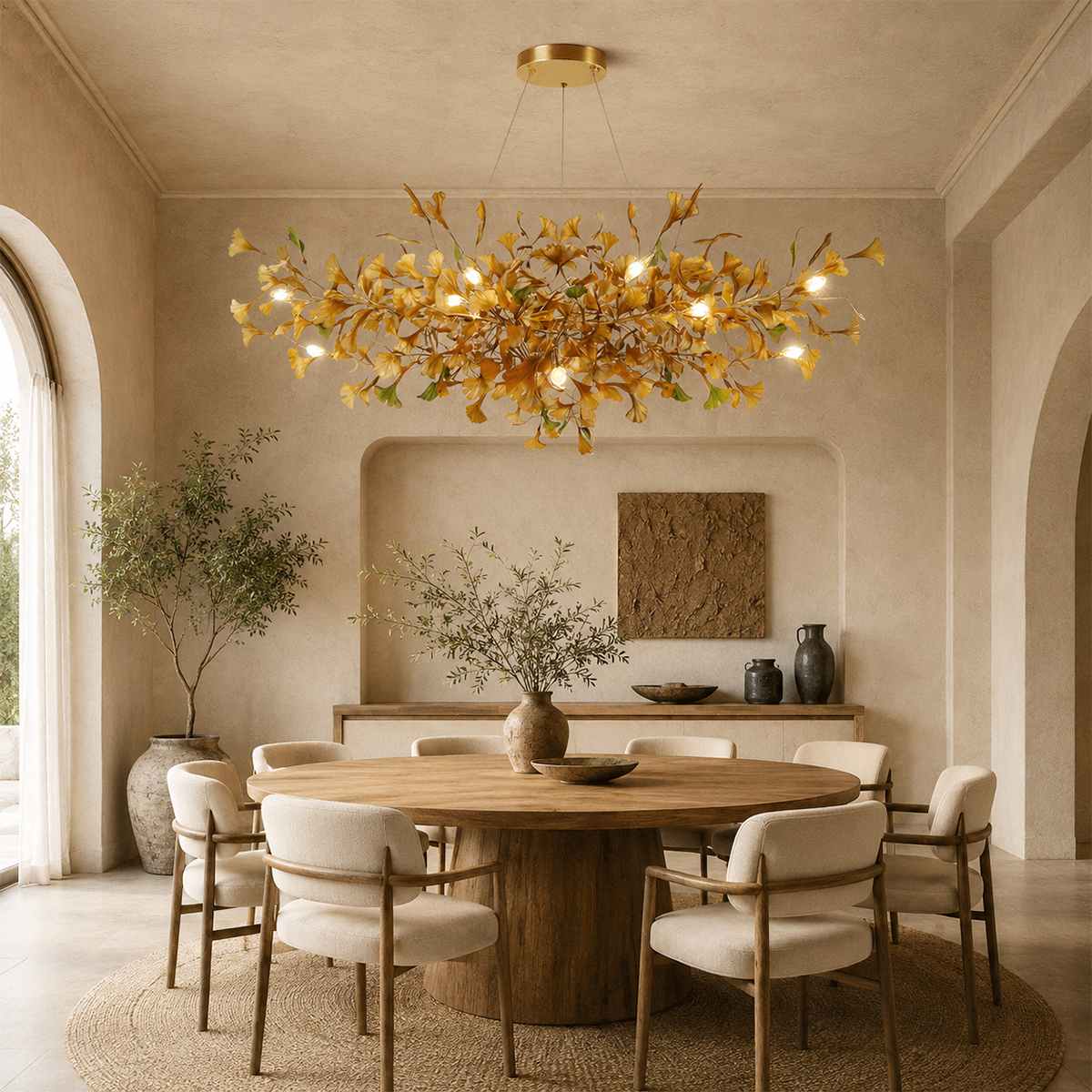 Lampa wisząca Lumen Leaf z miedzi i szkła z podświetleniem LED