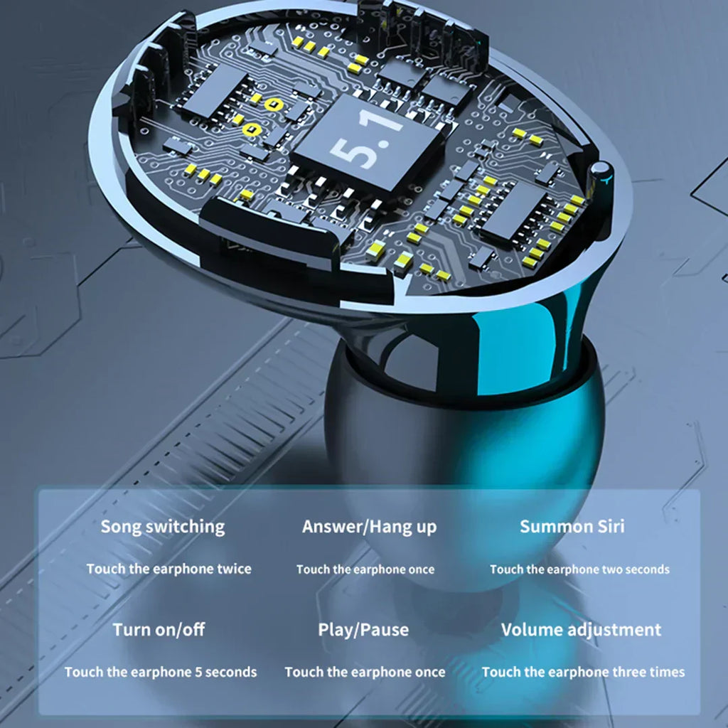 Ασύρματα ακουστικά Aurena με Bluetooth 5.1 και αδιάβροχη θήκη φόρτισης 3500mAh | Fioriscas