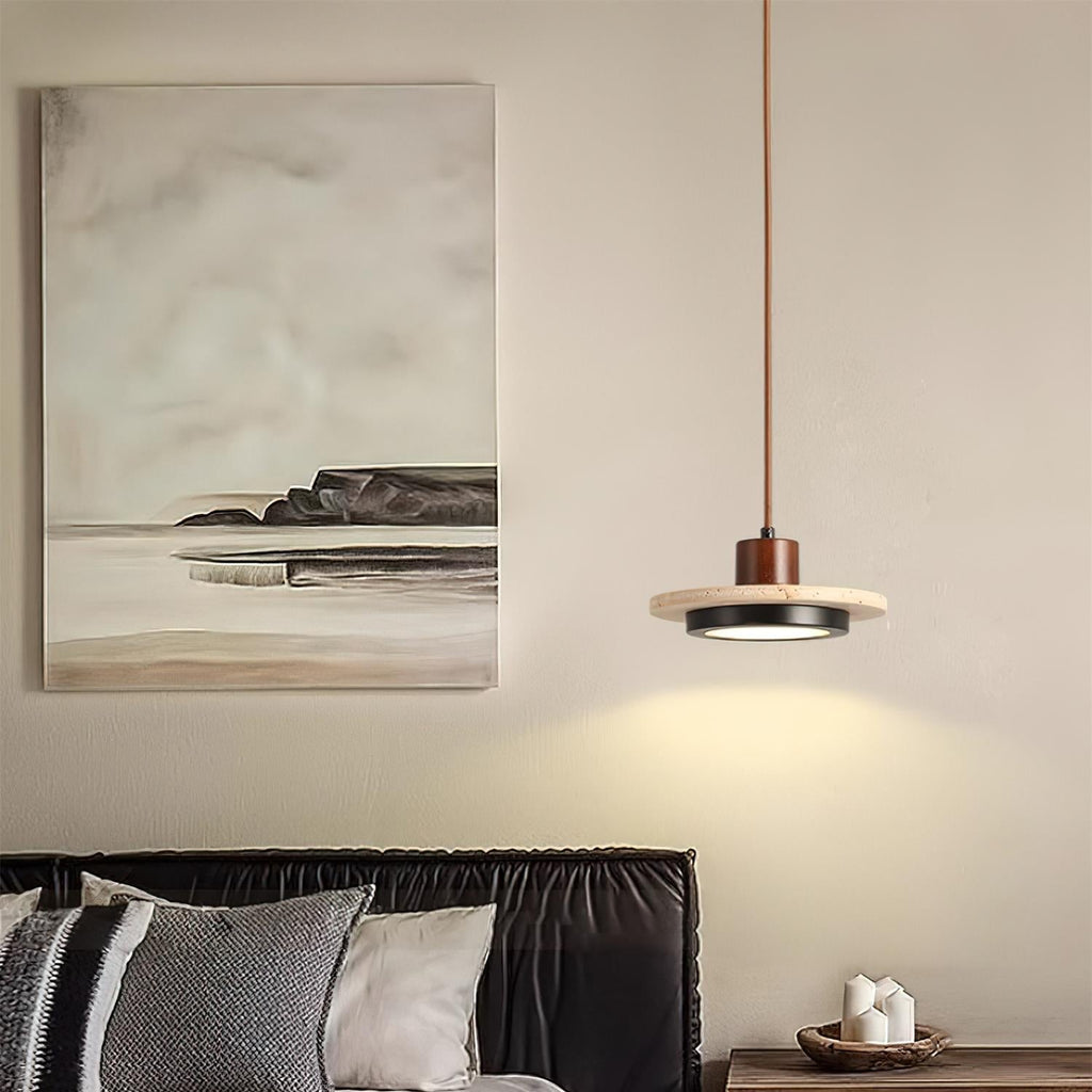 Lampada a sospensione LED in travertino Solaro | Fioriscas