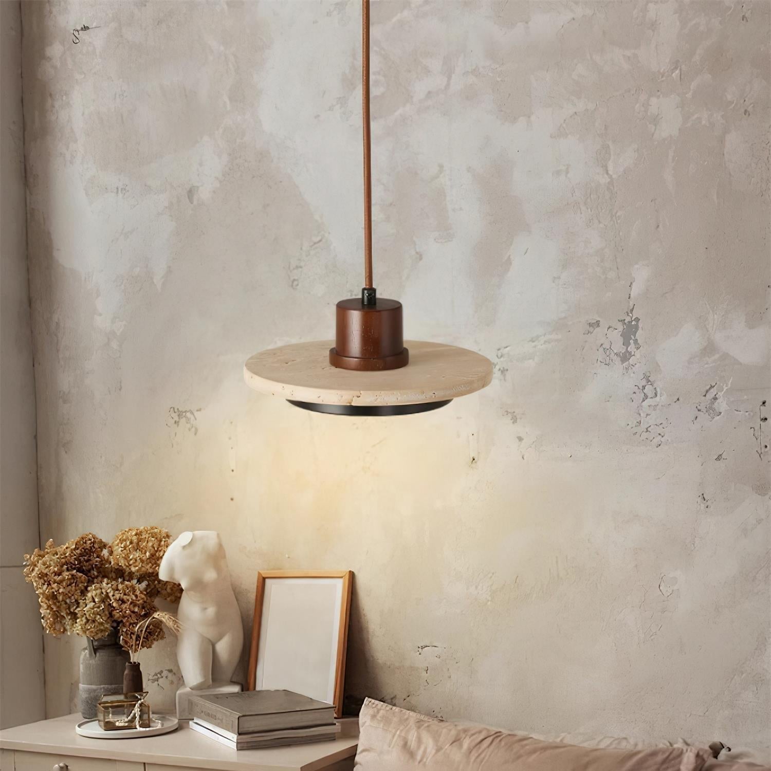 Lampada a sospensione LED in travertino Solaro | Fioriscas