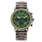 Orologio da uomo in legno TimberLuxe con incisione, resistente all’acqua fino a 3 ATM