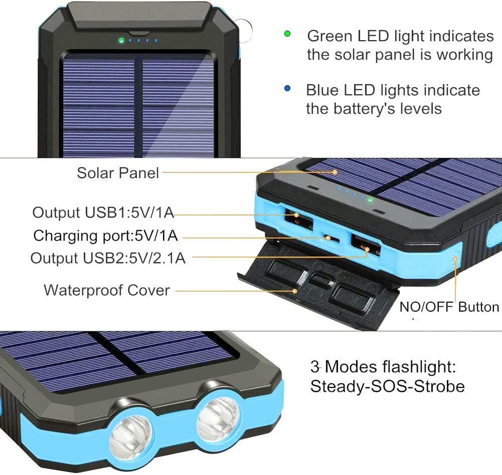 Solární powerbanka SolarPulse 20000mAh s LED svítilnou