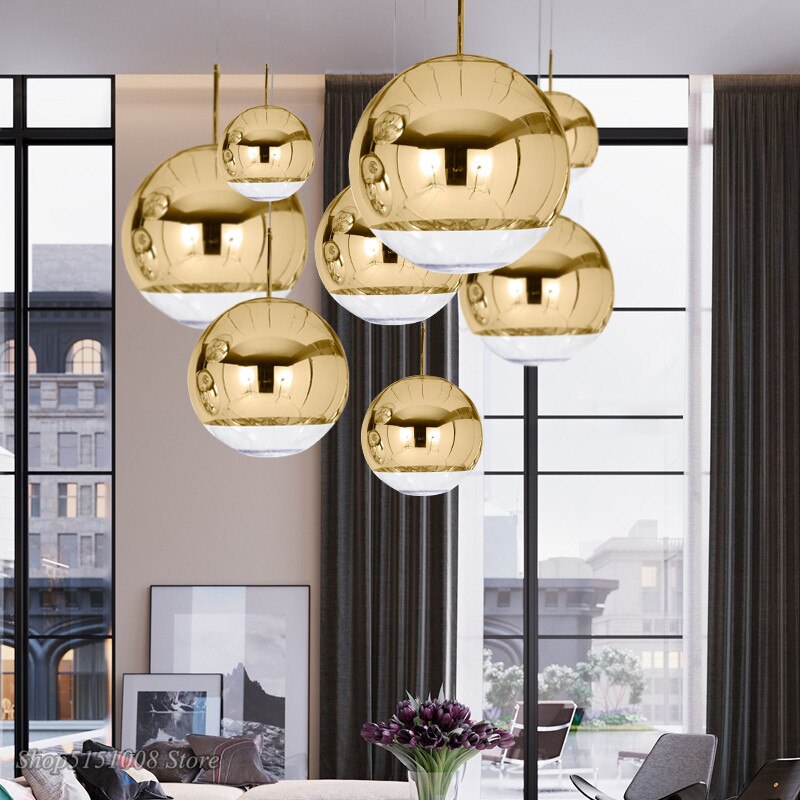 Suspension globe en verre LumaOrb, finitions argent, or et or rose