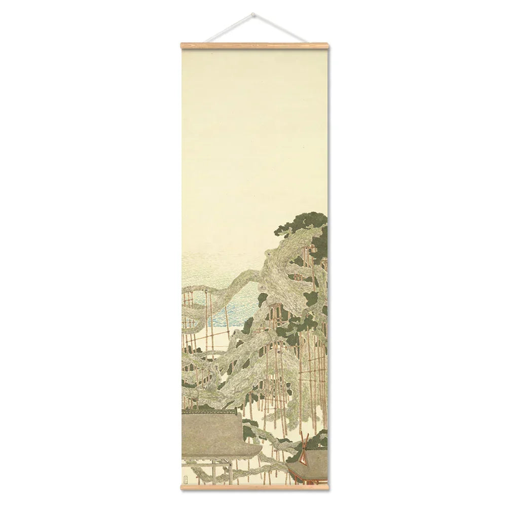 Japanese Ou-Mi Ukiyoe Scroll Print Poster Landscape Wall Art Pictures Living Room Vintage Painting Farmhouse Home Decor