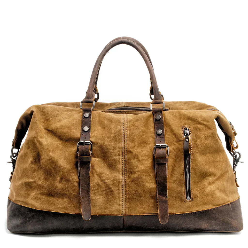 Harborwell Waxed Canvas Weekender Bag With Leather Trim, Four Colors