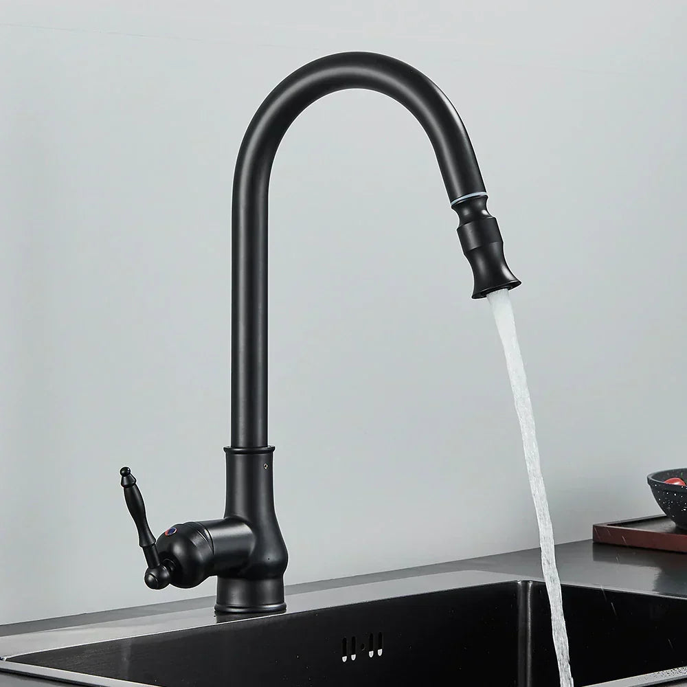 タッチ操作と引き出し式ヘッドを備えた、素朴なブロンズ色のキッチン水栓 | Fioriscas
