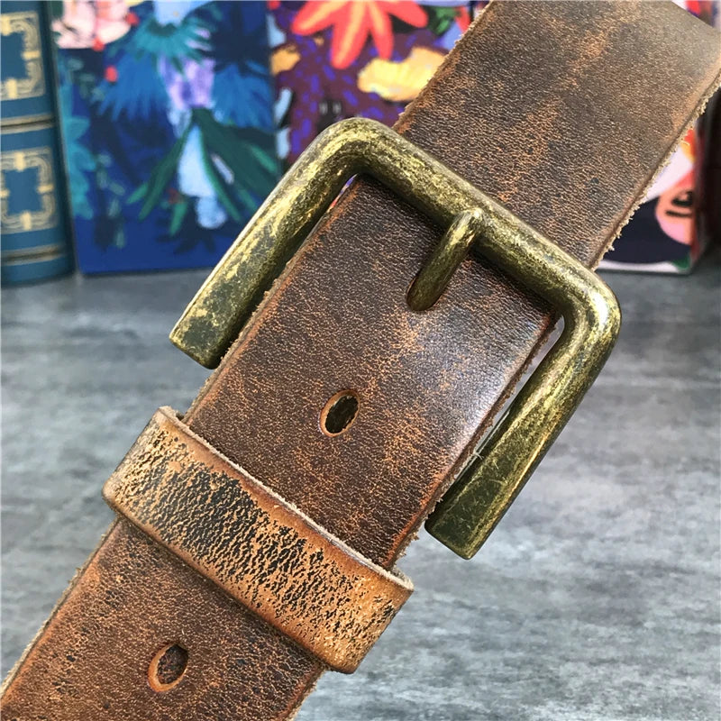 Slidt koskindbælte med messing spænde, Ridgeford vintage stil