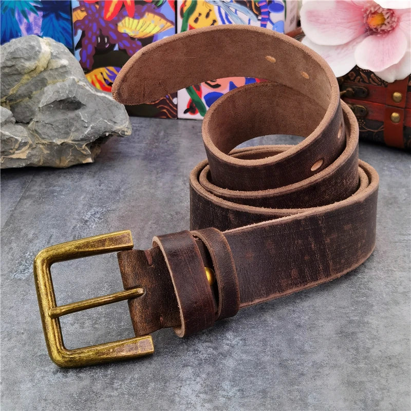 Slidt koskindbælte med messing spænde, Ridgeford vintage stil