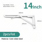 2-piece set collapsible shelf brackets, heavy-duty, made of stainless steel for tables, motorhomes and space-saving